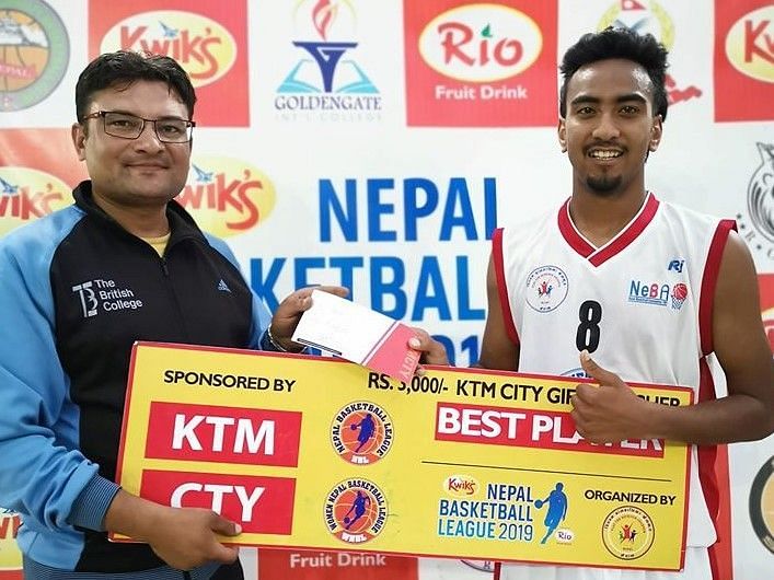 Jasang Sunwar (R) of Nepal Police Club was declared Man of the Match.