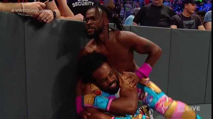 Kofi Kingston after retaining his WWE 