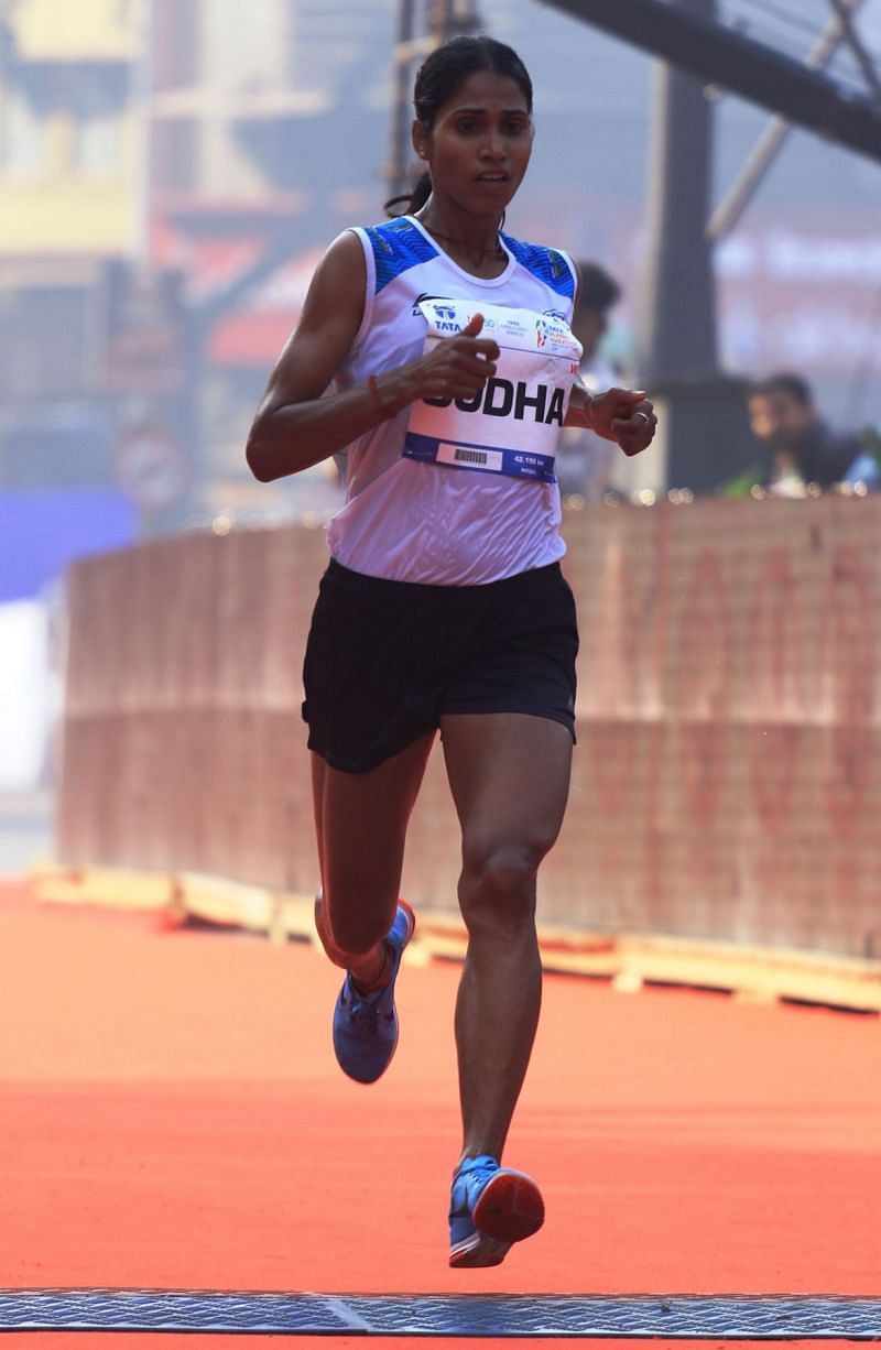 Indian Olympic Athlete Sudha Singh at the Tata Mumbai Marathon 2019