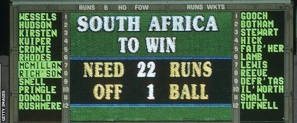 The infamous scoreboard from the 1992 World Cup semi-final.