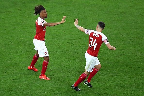 Iwobi with a muted celebration after his sweetly-struck volley reduced arrears on the night