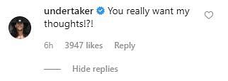 Undertaker&#039;s comment