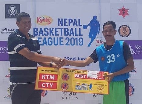 Rabin Khatri (R) of Nepal Army Club was declared man of the match for the second time in the League