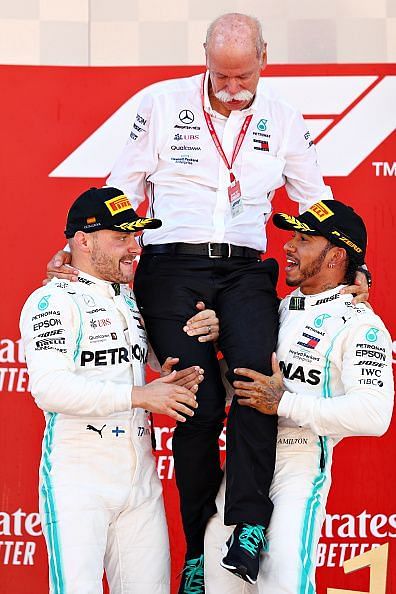 Bottas, Hamilton with Dieter Zetsche