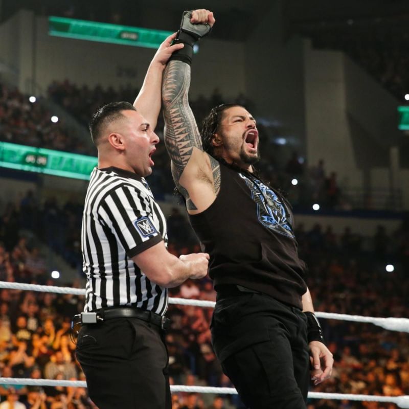 Roman Reigns did not work very hard on Sunday night.