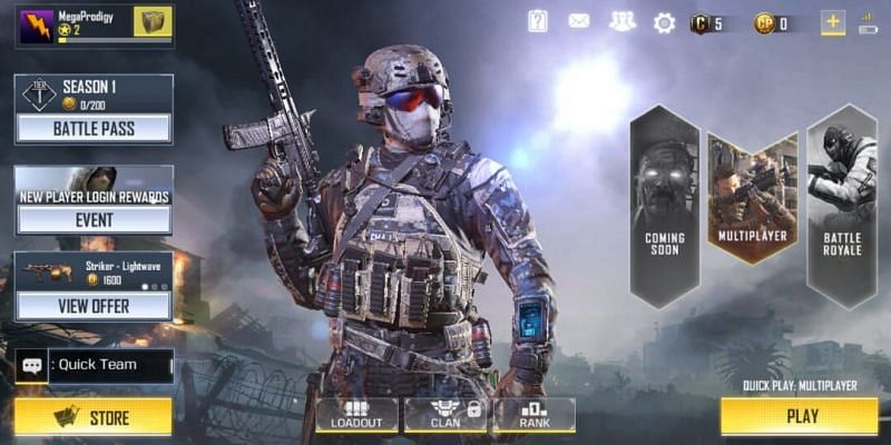 Call of Duty Mobile: Legends of War home screen