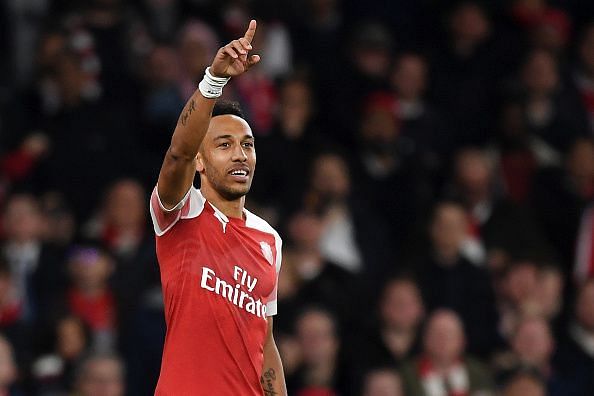 Aubameyang scored the vital third goal for Arsenal in the first leg against Valencia