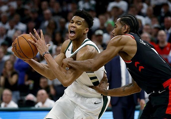 Giannis Antetokounmpo had a monster double-double against the Raptors