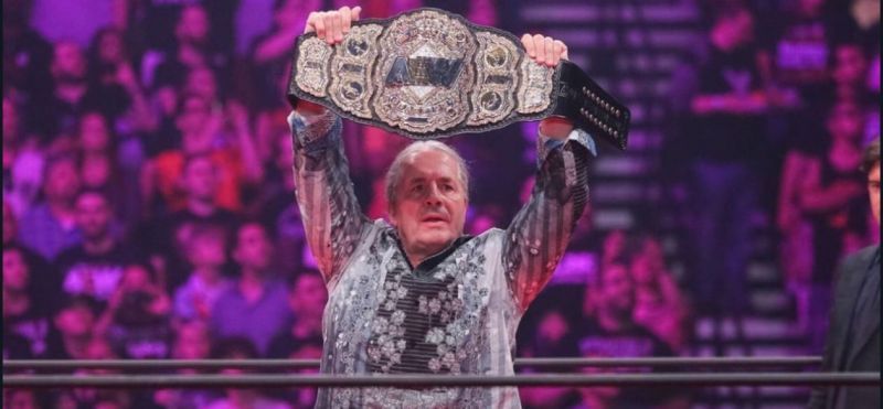 WWE HoF&#039;er Bret Hart unveiling the new AEW World Championship