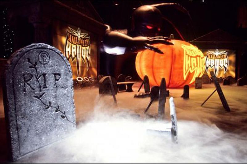 The stage set up for Halloween Havoc in 1999.