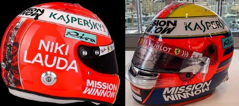 Vettel's and Leclerc's Helmets for 2019 Monaco Grand Prix