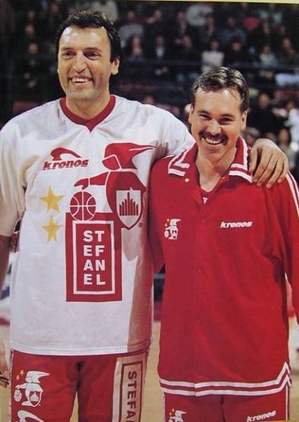 Dino Meneghin and Mike D'Antoni. Photo provided by Getty Images.