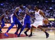 Joel Embiid & James Ennis double-teaming Kawhi Leonard