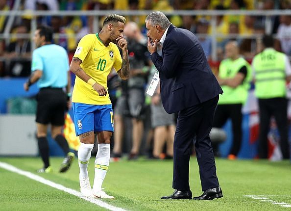 Brazil Manager Tite with captain and talisman Neymar