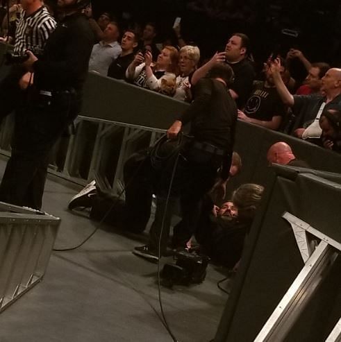 Brock Lesnar injured a WWE cameraman at Money In The Bank - Courtesy @VincentMichaels