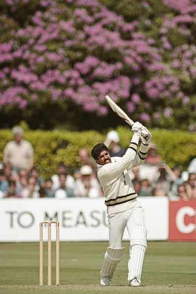 Kapil Dev on his way to an unbeaten 175 in the 1983 World Cup