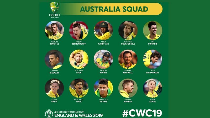 Australia World Cup Squad (Image Courtesy - ICC/cricketworldcup.com)