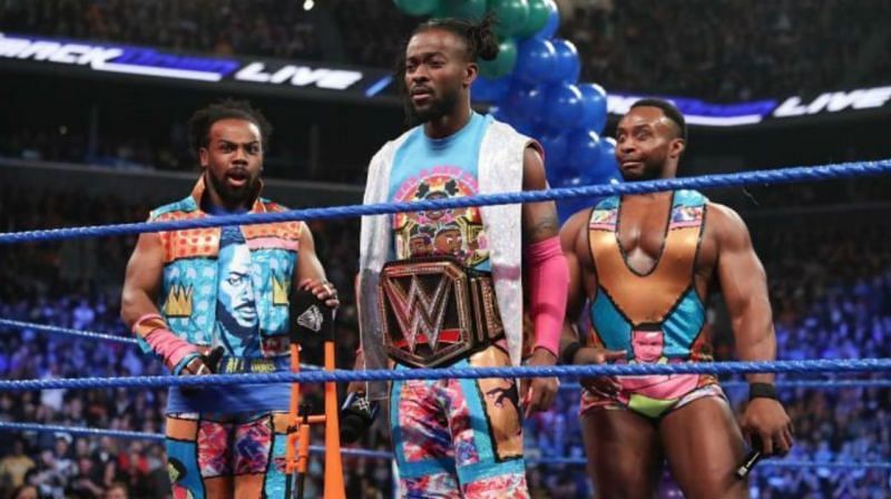 Kofi Kingston (middle) with the rest of the New Day