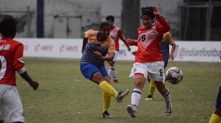 Action from the Bangalore United vs Kolhapur City match in the IWL