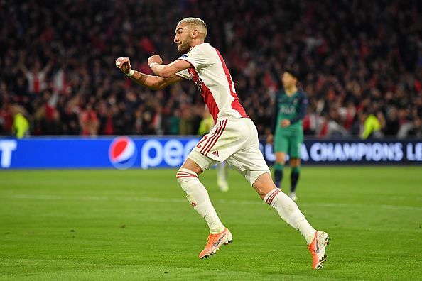 Hakim Ziyech is the second highest goal scorer for Ajax this season in the league