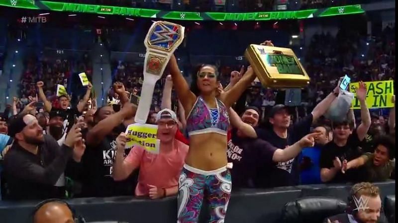 Bayley became the second woman to cash in her briefcase on the same night that she won it.