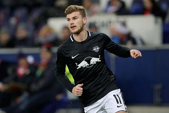 Werner in action for Leipzig during their UEFA Europa League group stage before Christmas