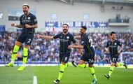 Walker, Gundogan, Mahrez and D. Silva celebrate Ilkay's free-kick strike as they clinched the title