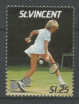 A stamp on Steffi Graf issued by St Vincent.