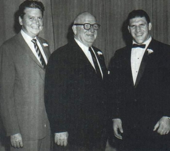 Vince Sr. with Toots Mondt and Bruno Sammartino