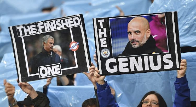 Pep Guardiola now has one more trophy than his Portuguese counterpart Mourinho
