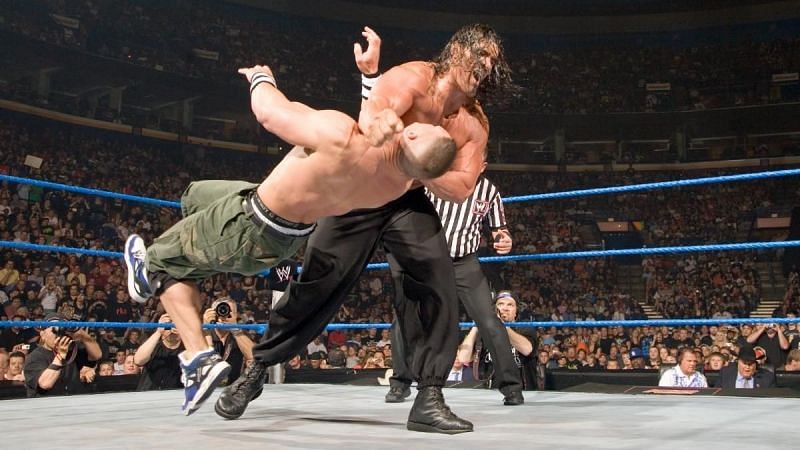 Khali flattened Cena at Saturday Night&#039;s Main Event in the opening match of the show.