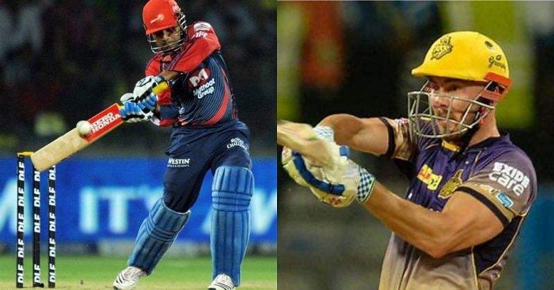 Virender Sehwag and Chris Lynn (Image courtesy - IPLT20.com/BCCI)