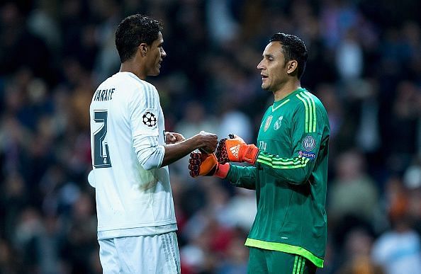 Raphael Varane and Keylor Navas