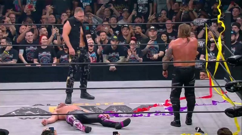 Jon Moxley attacked Omega and Jericho after the main event ended
