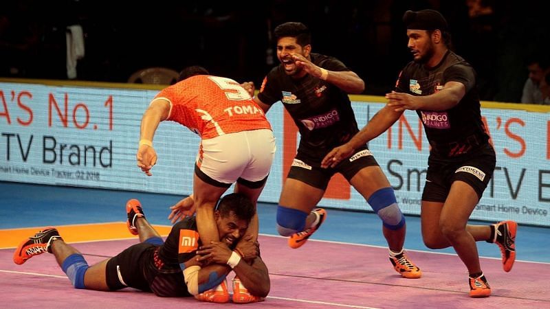 U Mumba broke the record of scoring the most tackle points in a season