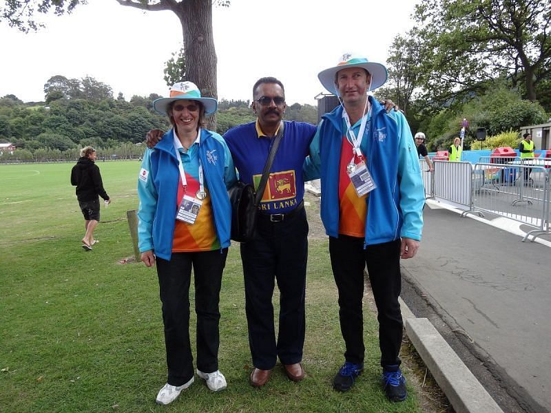 With hospitable individuals like the two on either side of me, the city of Dunedin staged memorable matches at the 2015 ICC Cricket World Cup, including the one between Afghanistan and Sri Lanka at the University Oval on 22 February 2015 &acirc;€“ my best spectator experience across eleven countries. (&Acirc;&copy; Ranjan Mellawa)