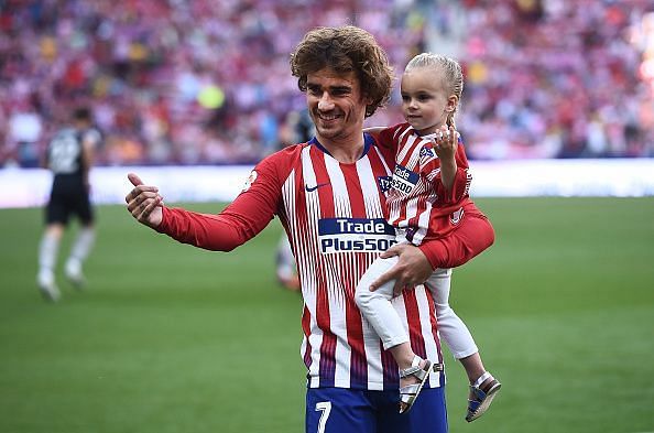 Griezmann during Atletico&#039;s recent home win over Sevilla, his last home outing with Atleti