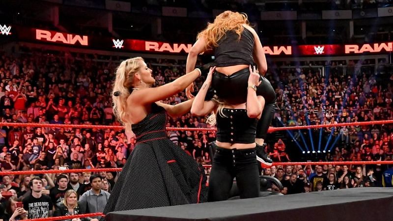 Lacey Evans, Becky Lynch, and Charlotte