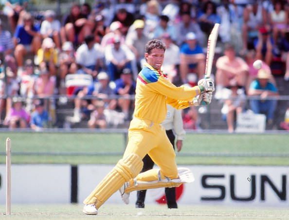 A fine 90 by Dean Jones helped Australia beat India by 1 run