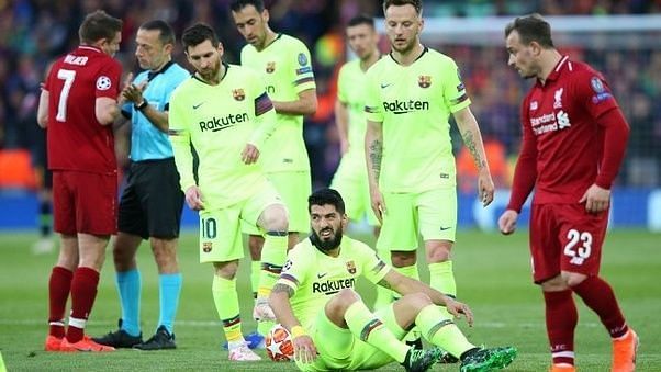 The crestfallen Barcelona players