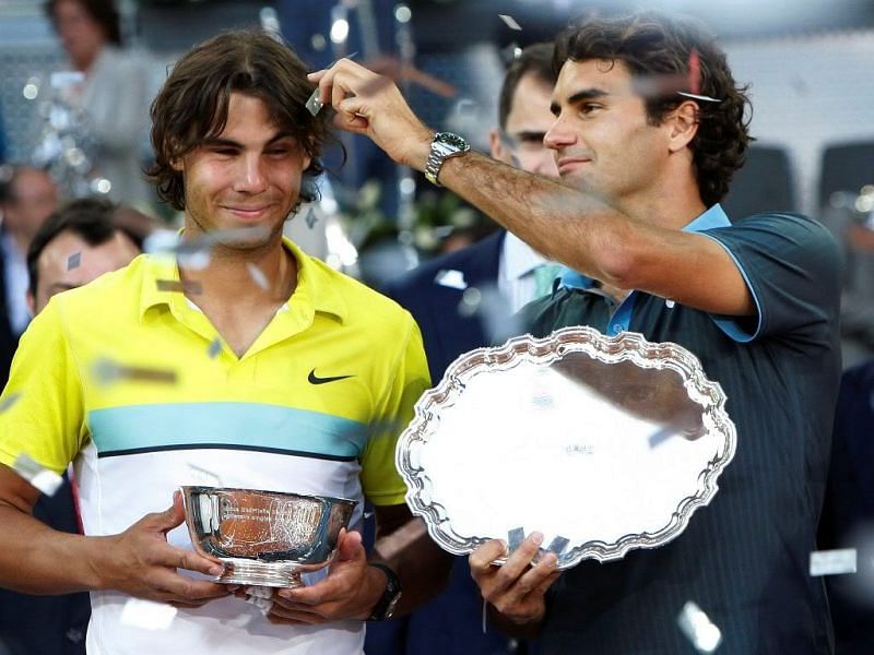 Roger Federer and Rafael Nadal at the Madrid Open 2009