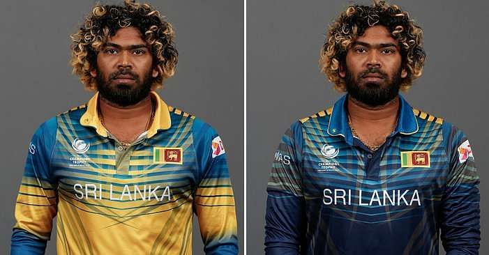 Lasith Malinga donning both of Sri Lanka&#039;s jerseys for the 2017 Champions Trophy