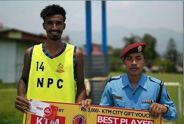 Shahanur Rahaman Gttojib (L) of Nepal Police Club was adjudged man of the match for his match winning&Acirc;&nbsp;performance