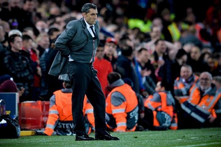 Ernesto Valverde during the game on Tuesday against Liverpool