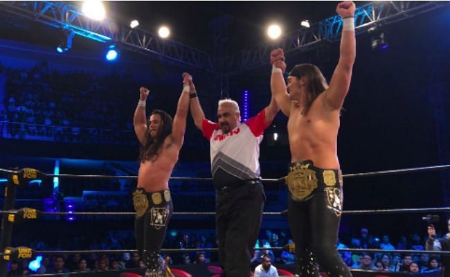 The Young Bucks defended the AAA World Tag Team Championships at Double or Nothing.