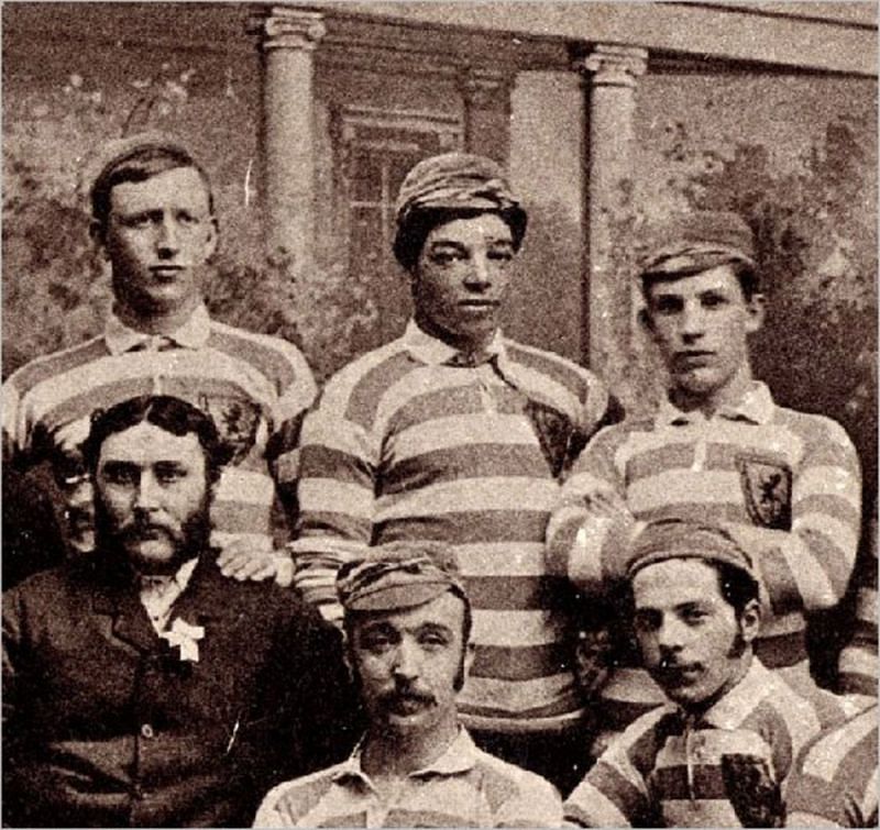 Watson (centre) was regarded as one of the greatest left-backs of the 19th century.