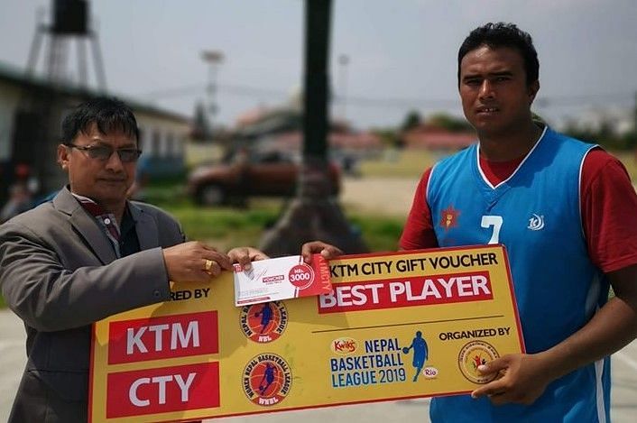 Binod Maharjan (R) of Nepal Army Club was declared the Man of the Match