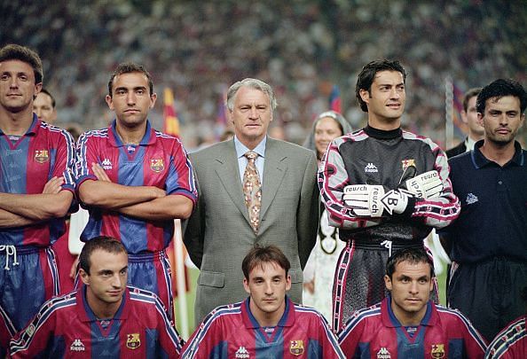 Jos&Atilde;&copy; Mourinho&Acirc;&nbsp;(far right) benefited from his early education at Barcelona