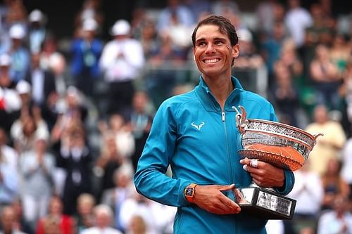 Rafael Nadal with his 11th title