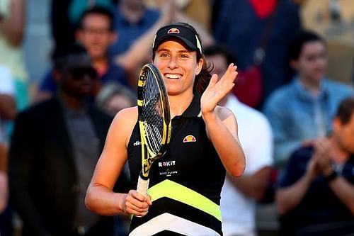 2019 French Open Day Six, Britain's Johanna Konta celebrates her victory against Viktoria Kuzmova in the third round